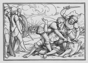 Adoni-Bezec castigado por su crueldad, Jueces I, 6 de Hans after Holbein the Younger